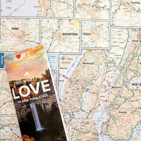 I Love New York State Complete Full Road Map Highways, Routes, Roads 26"x36'' - Picture 1 of 8
